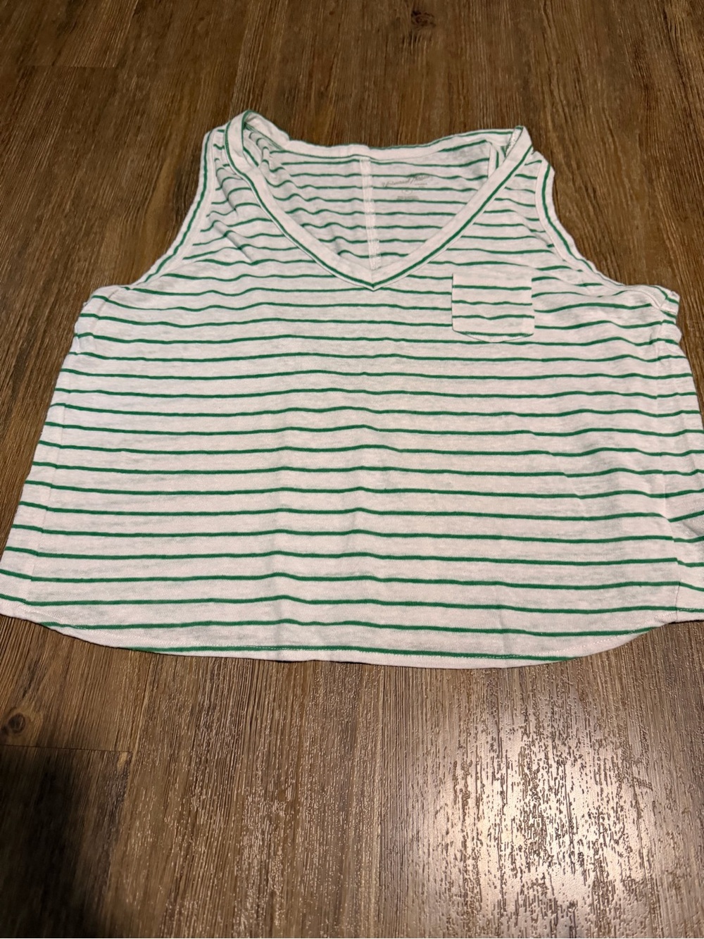Women’s Green Striped V-Neck Tank Top